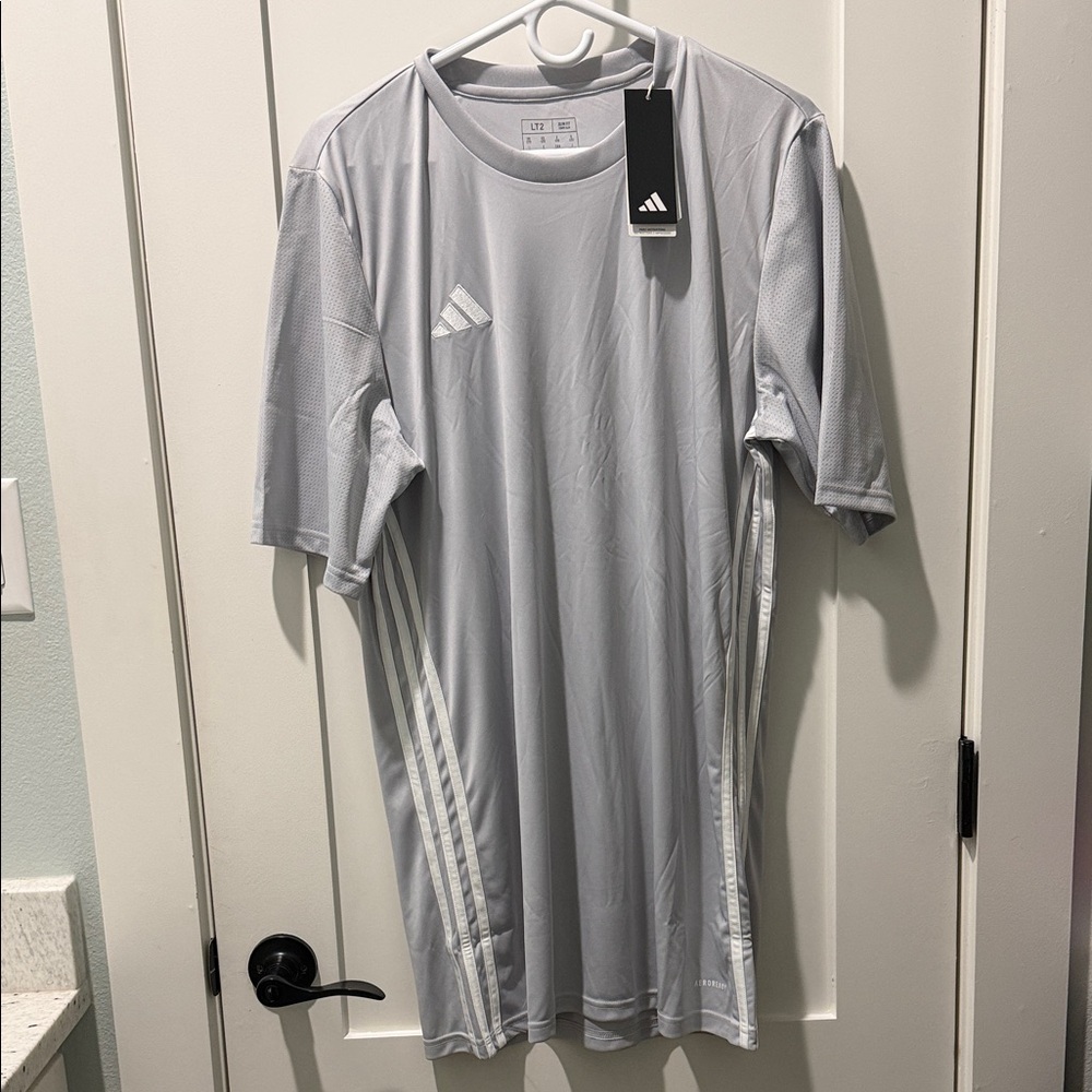 Adidas Men Tall Light Gray Performance Tee LT2 athletic breathable lightweight